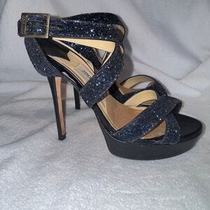 Elegant Dark Blue Glitter Heels